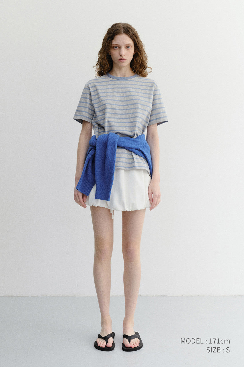 Dunst Unisex Striped T-Shirt Melange Grey Blue