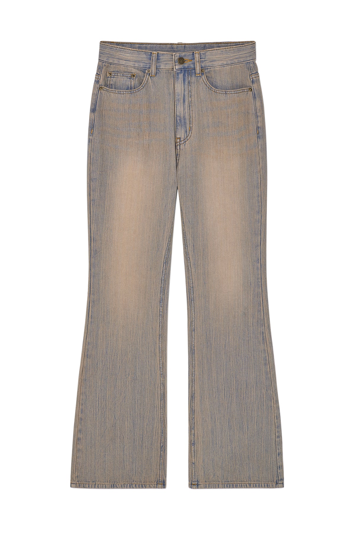 Matinkim Washed Stripe Boots Cut Denim Pants IN Smoke Blue