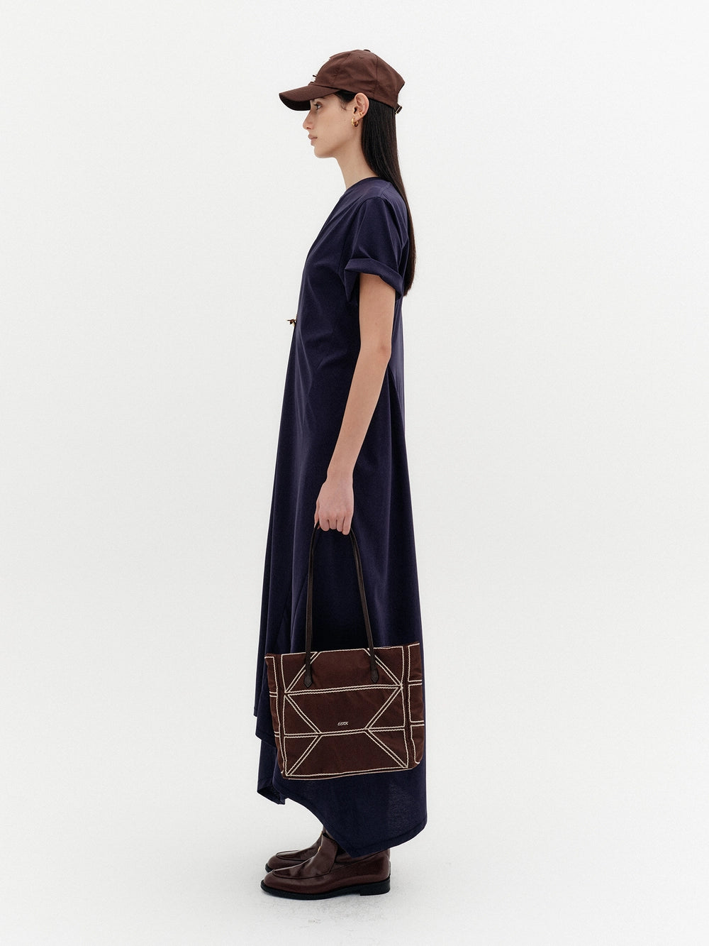 EENK Front Rose Brooch Dress - Navy
