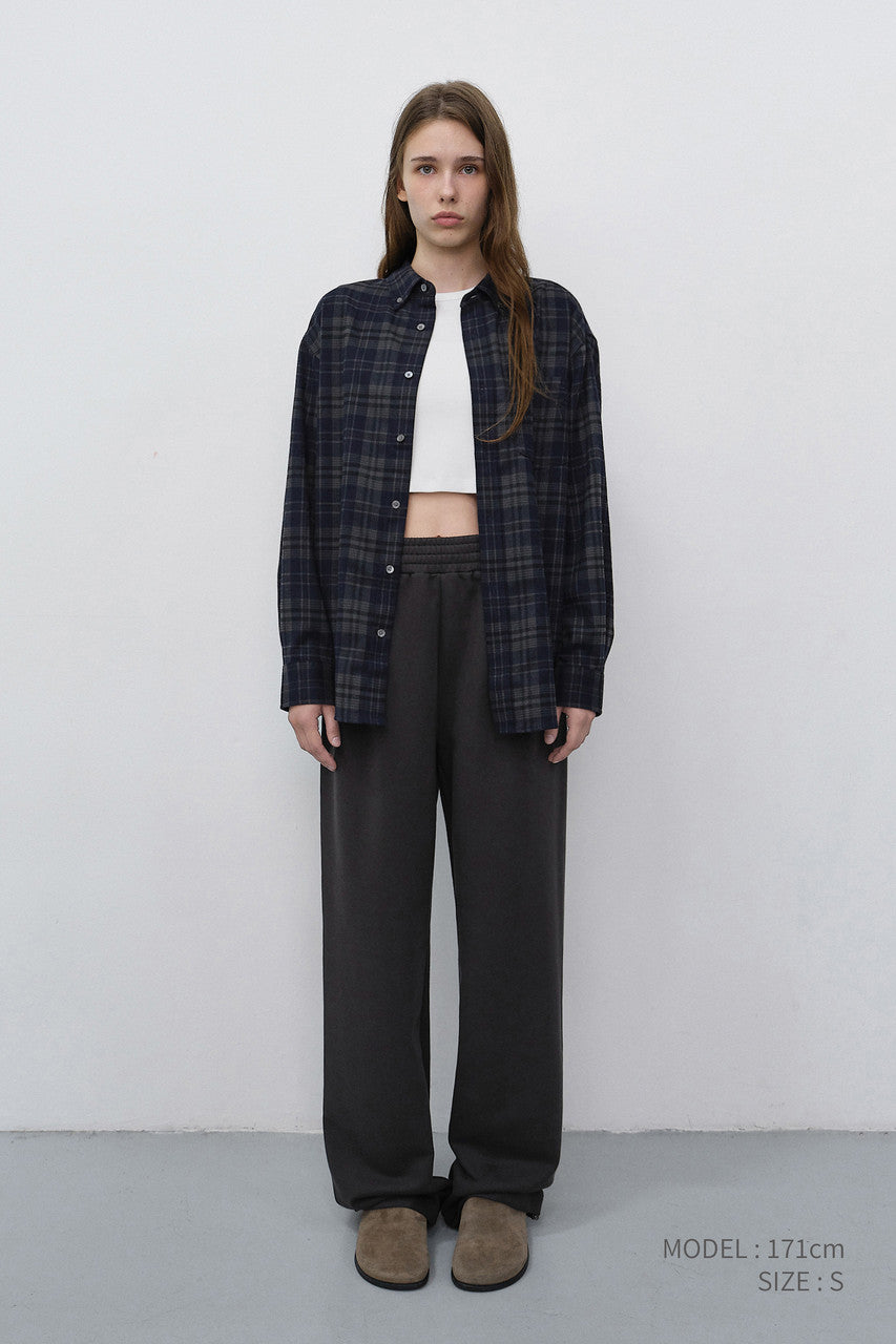 Dunst Unisex Checked Flannel BD Shirt Dark Navy