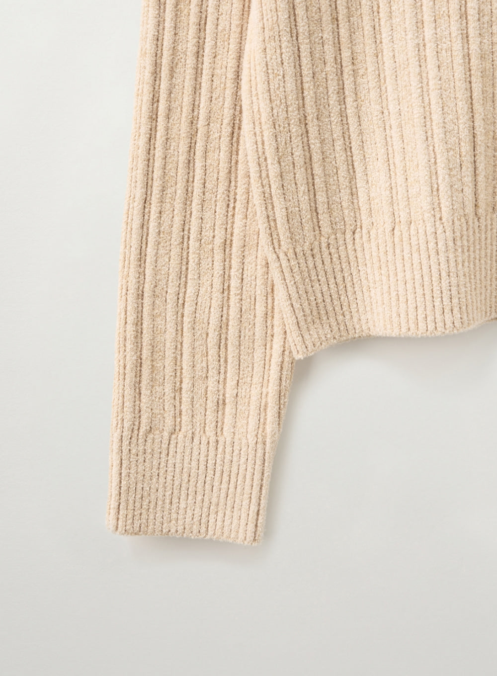 [satur] (W) Fleece Crew Neck Cardigan - Cream