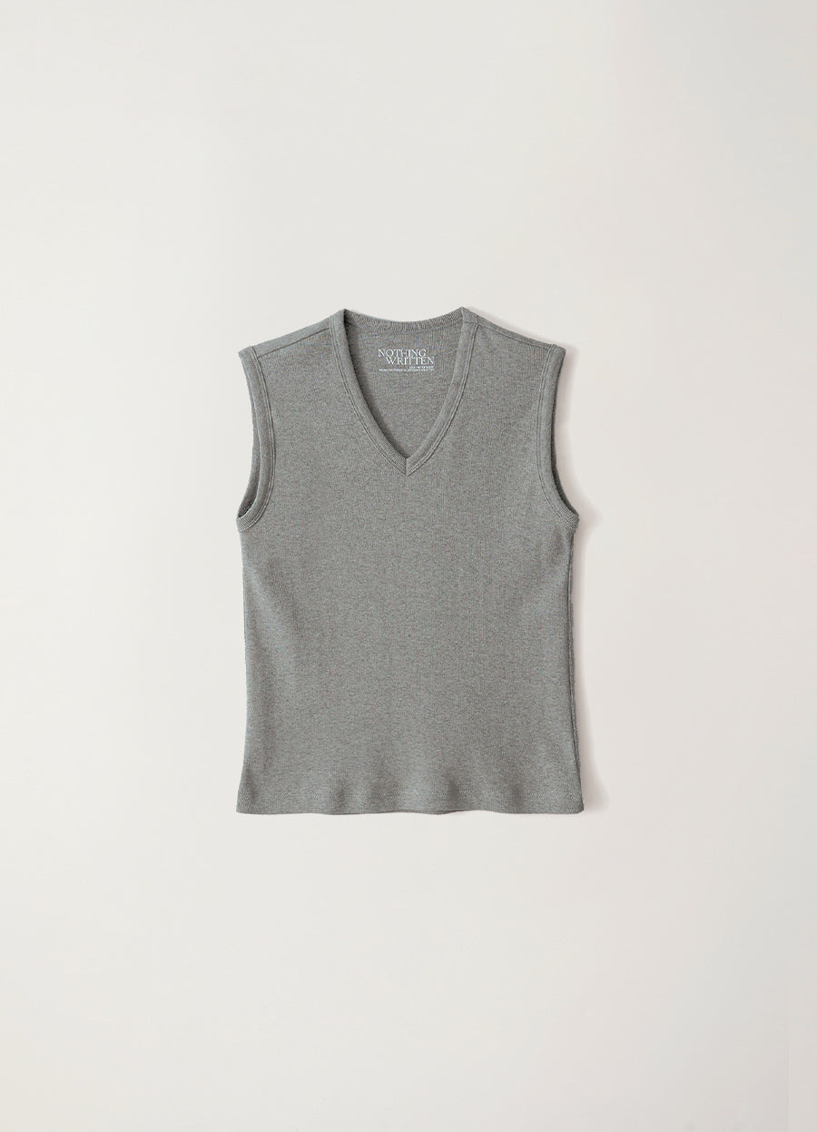Nothing Written 90s v-neck sleeveless top (Gray)
