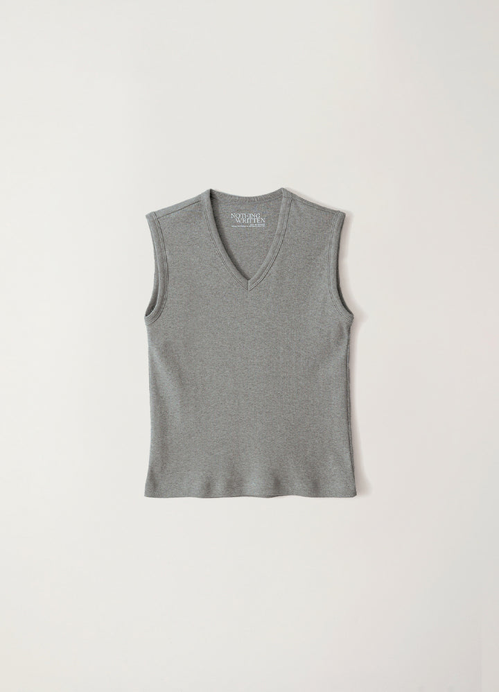 Nothing Written 90s v-neck sleeveless top (Gray)