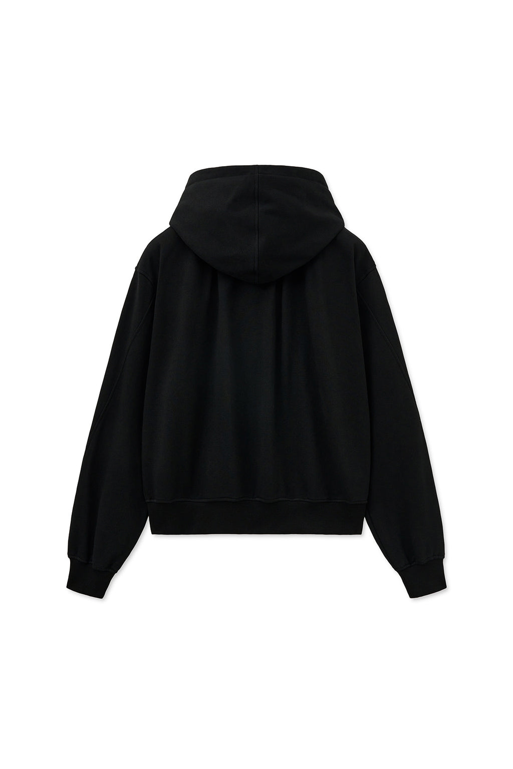 [matinkim] DRAWSTRING POINT ZIP UP HOODY IN BLACK