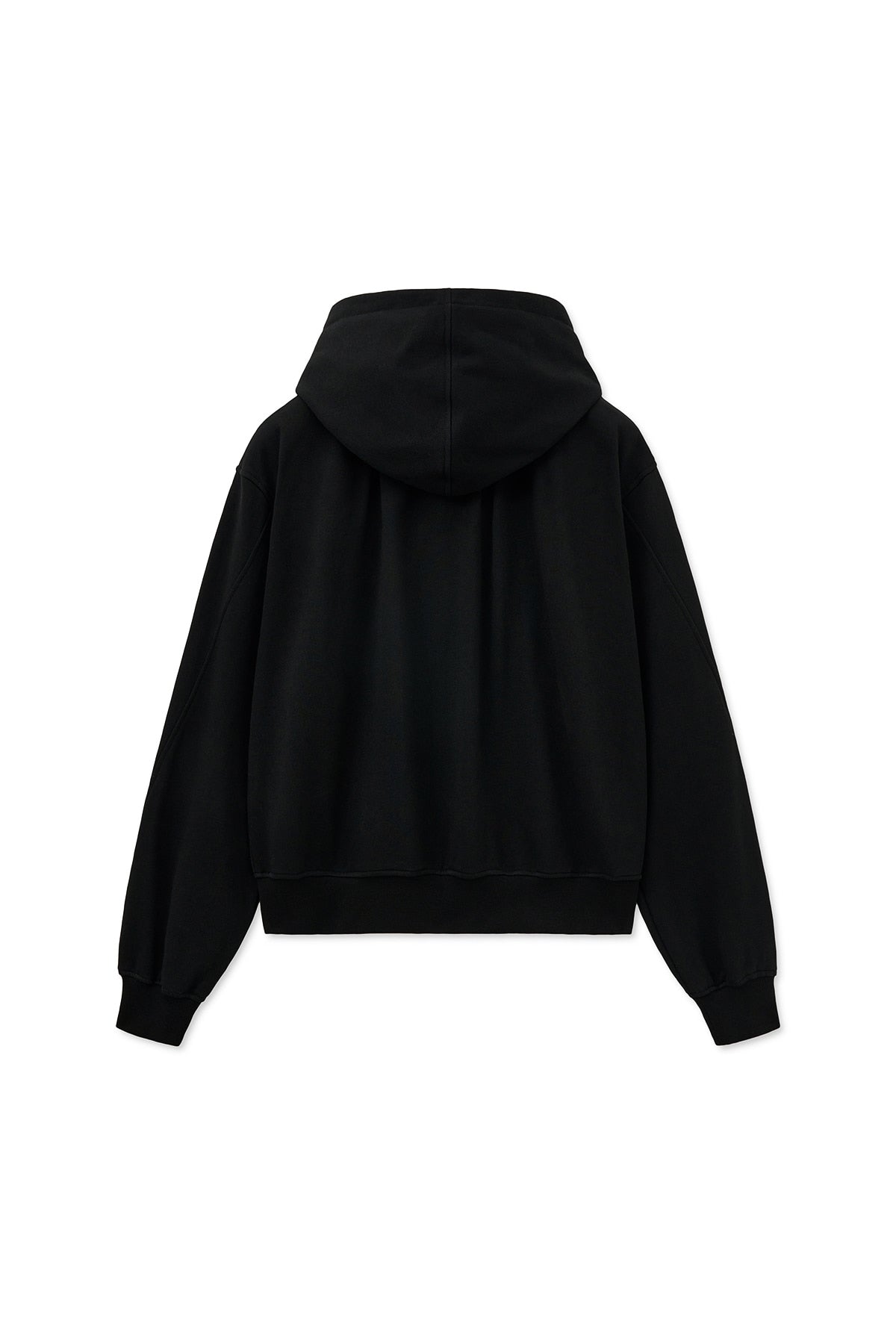 [matinkim] DRAWSTRING POINT ZIP UP HOODY IN BLACK