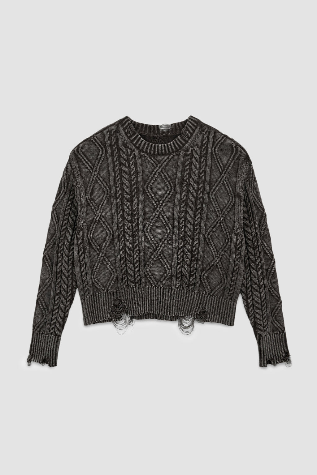 [matinkim] Washed Cable Pullover IN Dark Brown