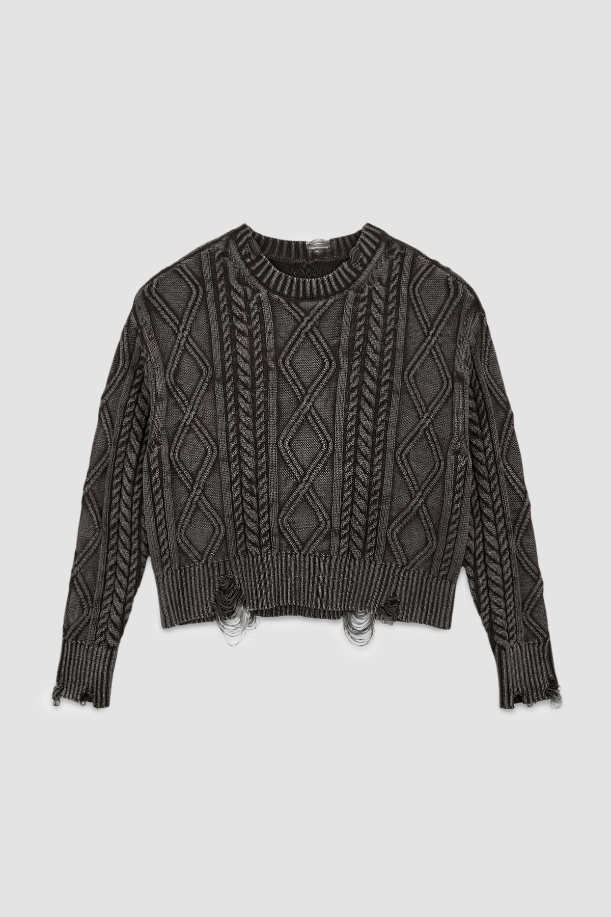 [matinkim] Washed Cable Pullover IN Dark Brown