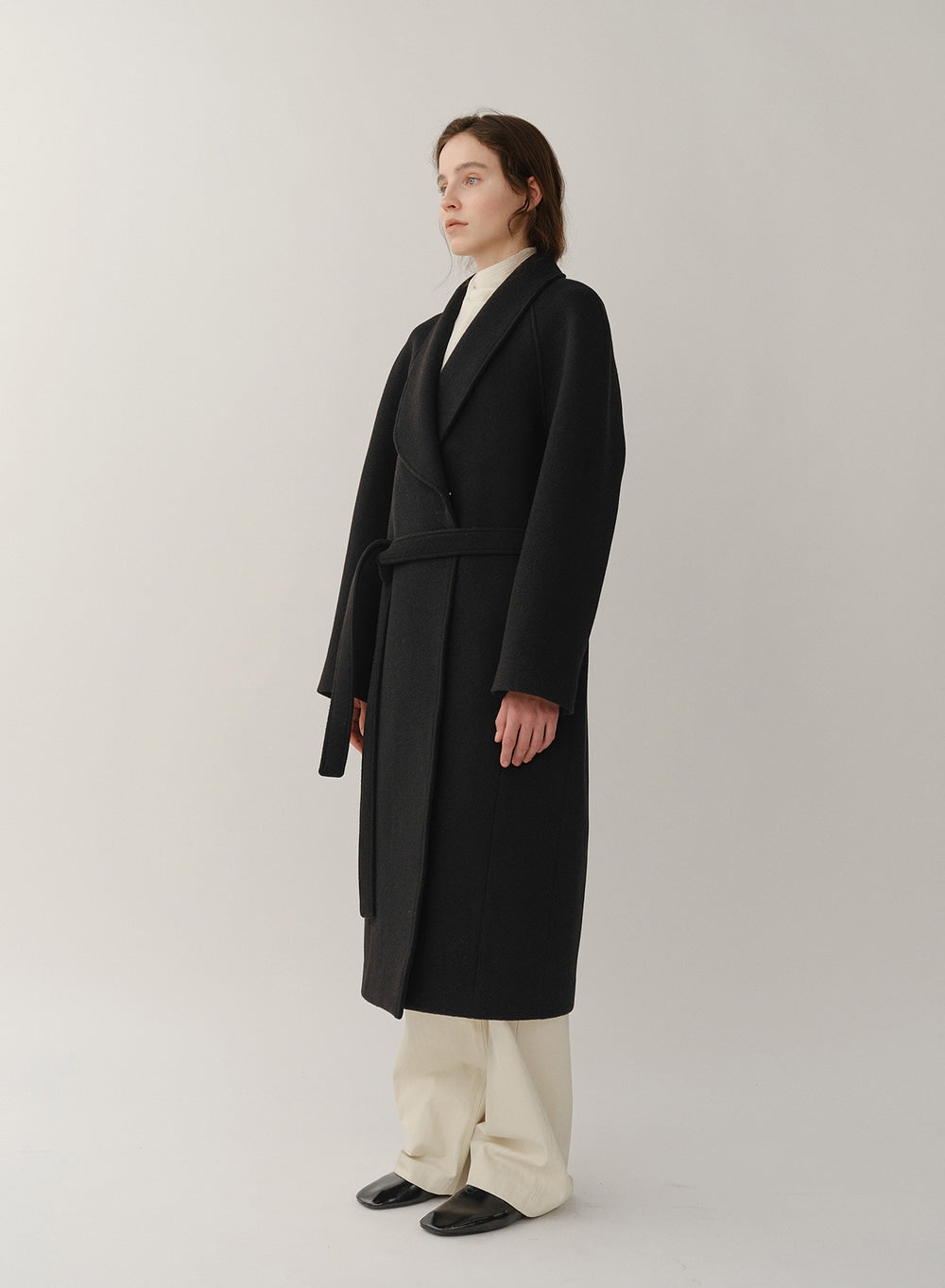 Kindersalmon Vera Shawl Collar Coat Black