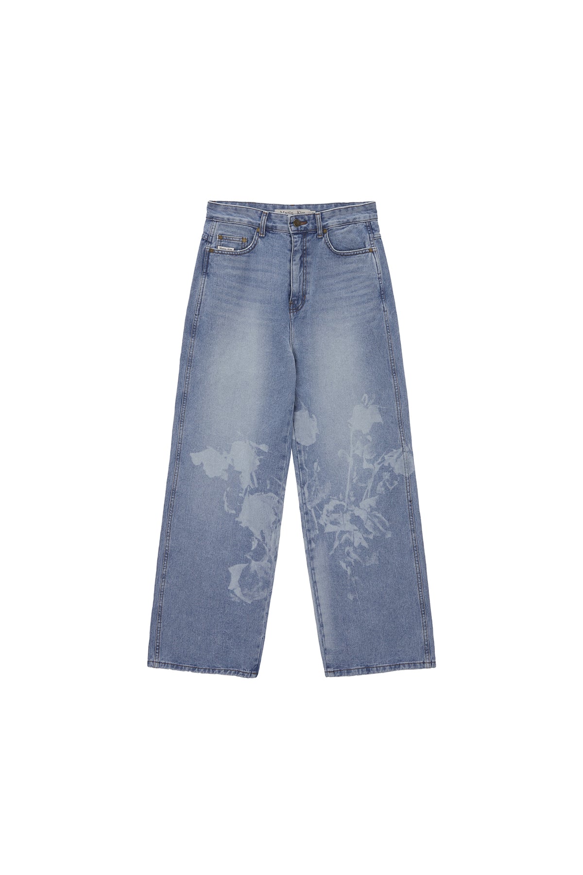 Matinkim Flower Printed Denim Pants IN Light Blue