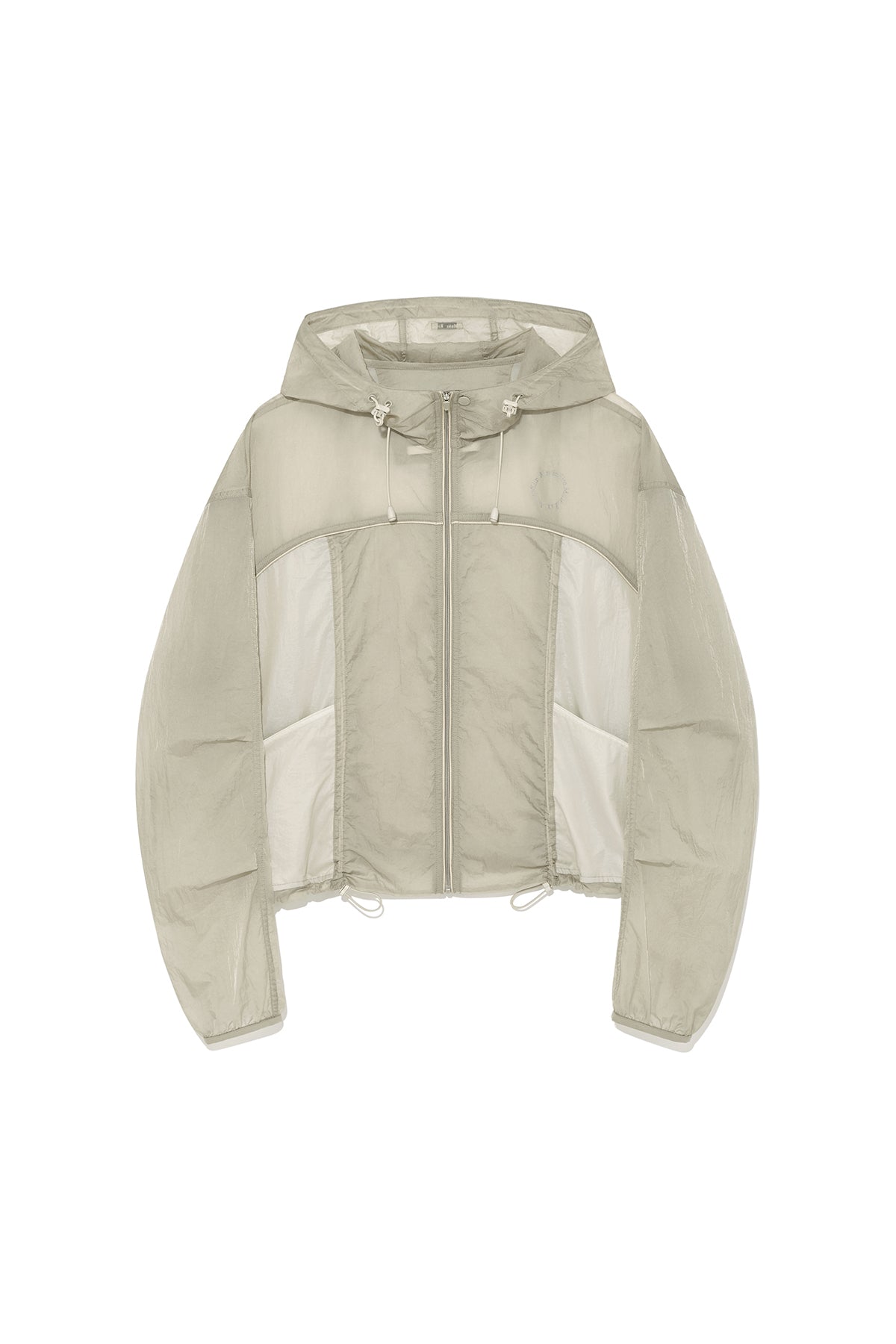 [matinkim] HOODY POINT CROP LIGHT WINDBREAKER IN LIGHT BEIGE