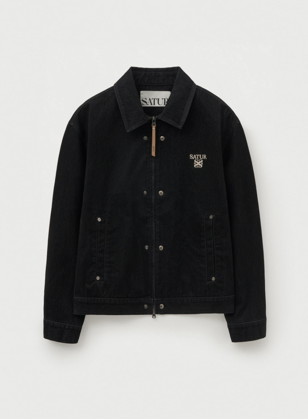 [satur] Teo Velvet Denim Jacket - Black