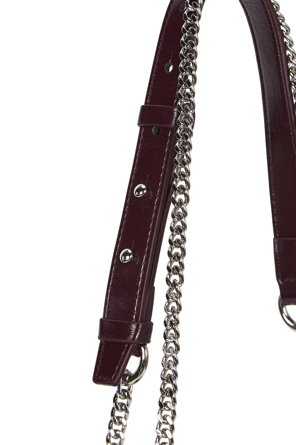 [matinkim] GLOSSY QUILTING SMALL CHAIN BAG IN BURGUNDY
