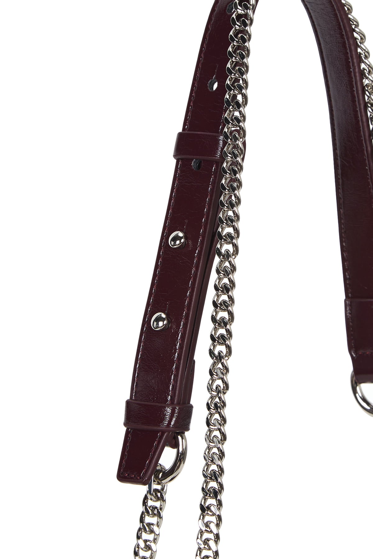 [matinkim] GLOSSY QUILTING SMALL CHAIN BAG IN BURGUNDY