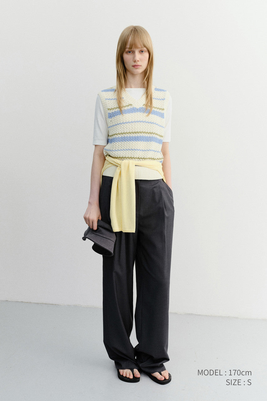 Dunst Unisex Chunky Striped Knit Vest Soft Blue