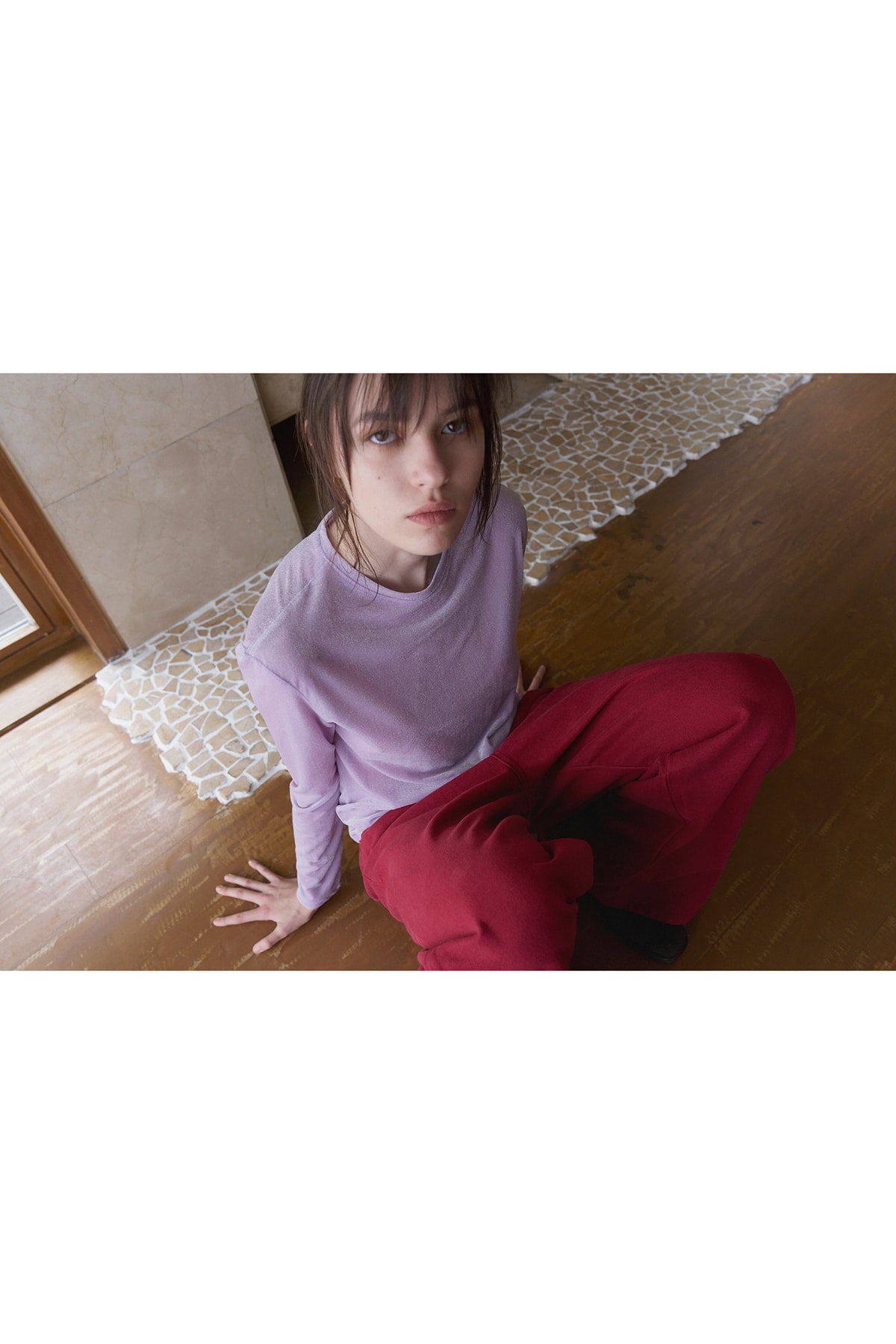 Overdueflair Cotton Wide Denim Pants Red Dahlia
