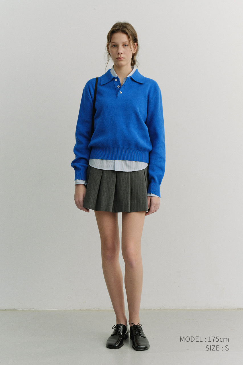 Dunst Unisex Cashmere Collared Sweater Blue