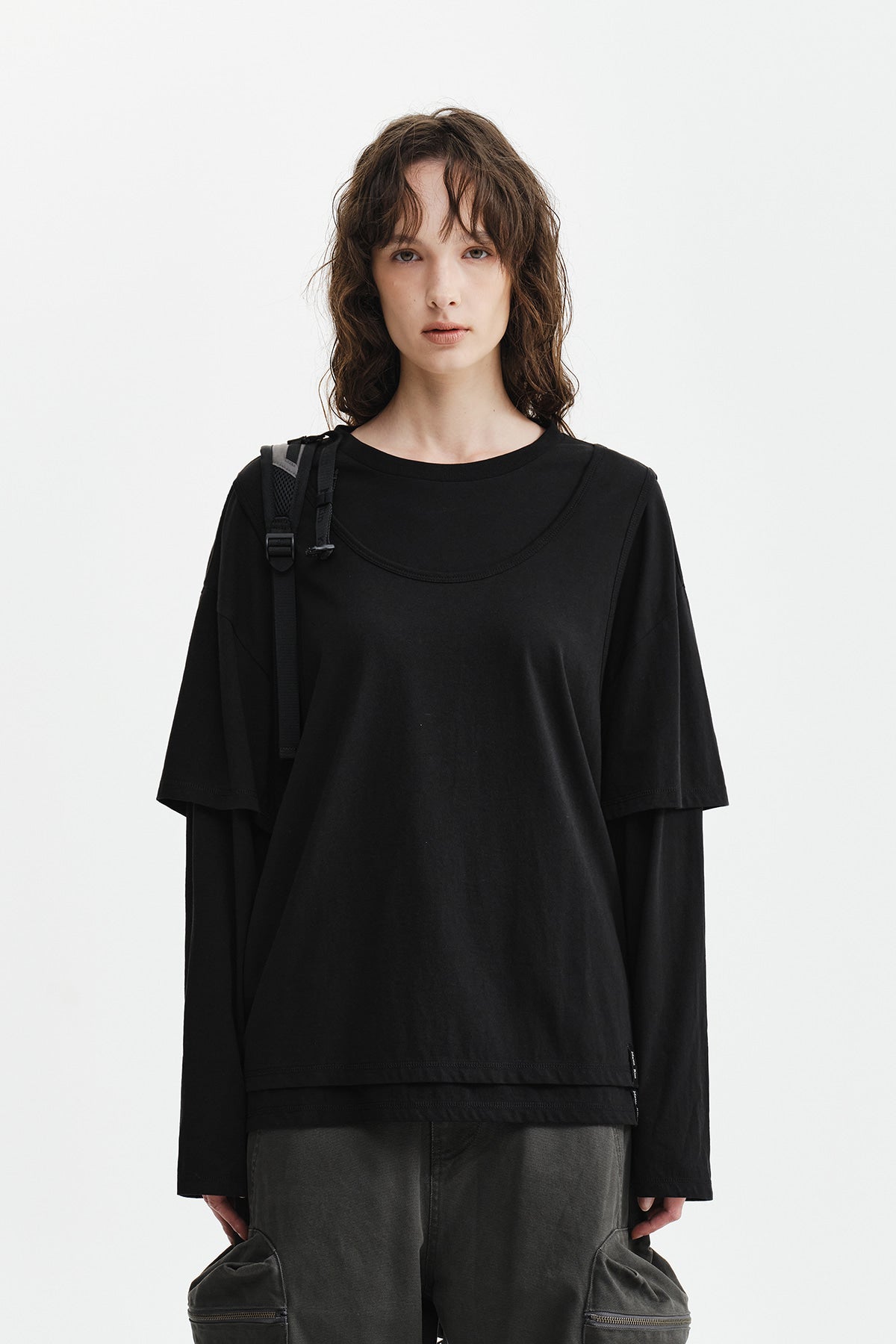 Matinkim Cross Back Layered Top IN Black