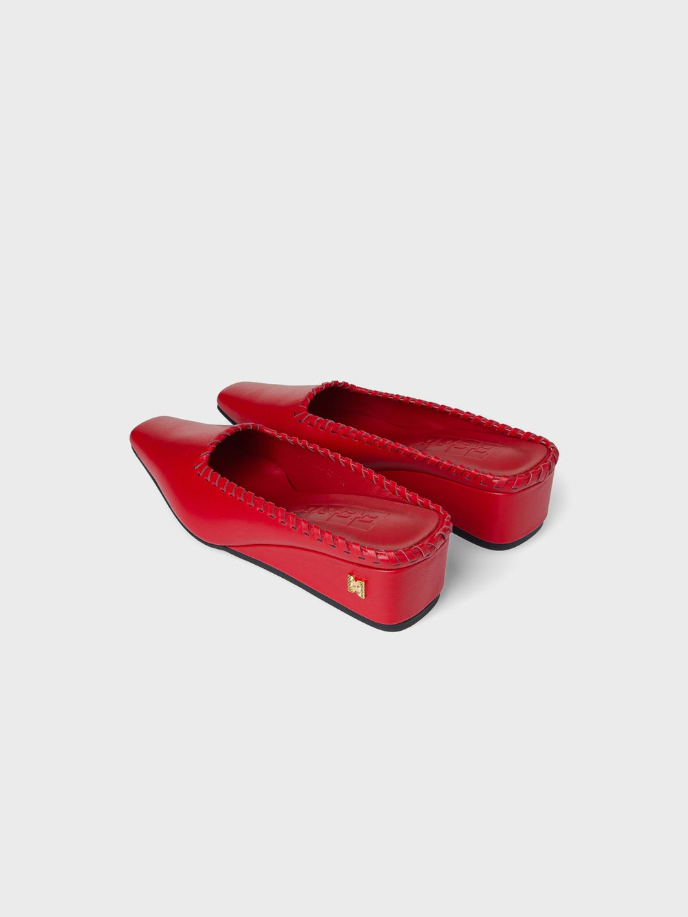 EENK Classic Stitch Detail Mules - Red