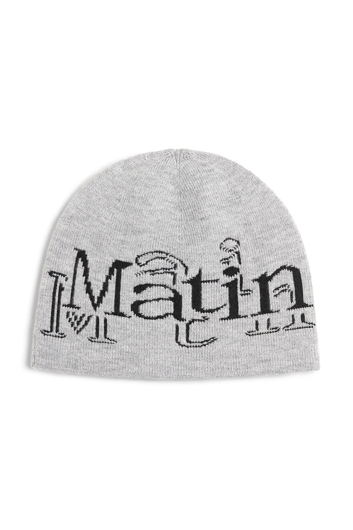 Matinkim Stroke Logo Jacquard Beanie IN Grey
