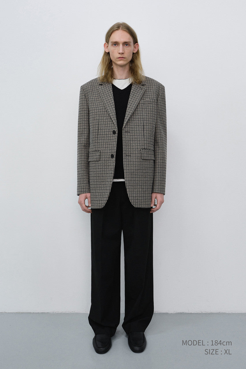 Dunst Unisex Classic 2 Button Wool Blazer Beige Check