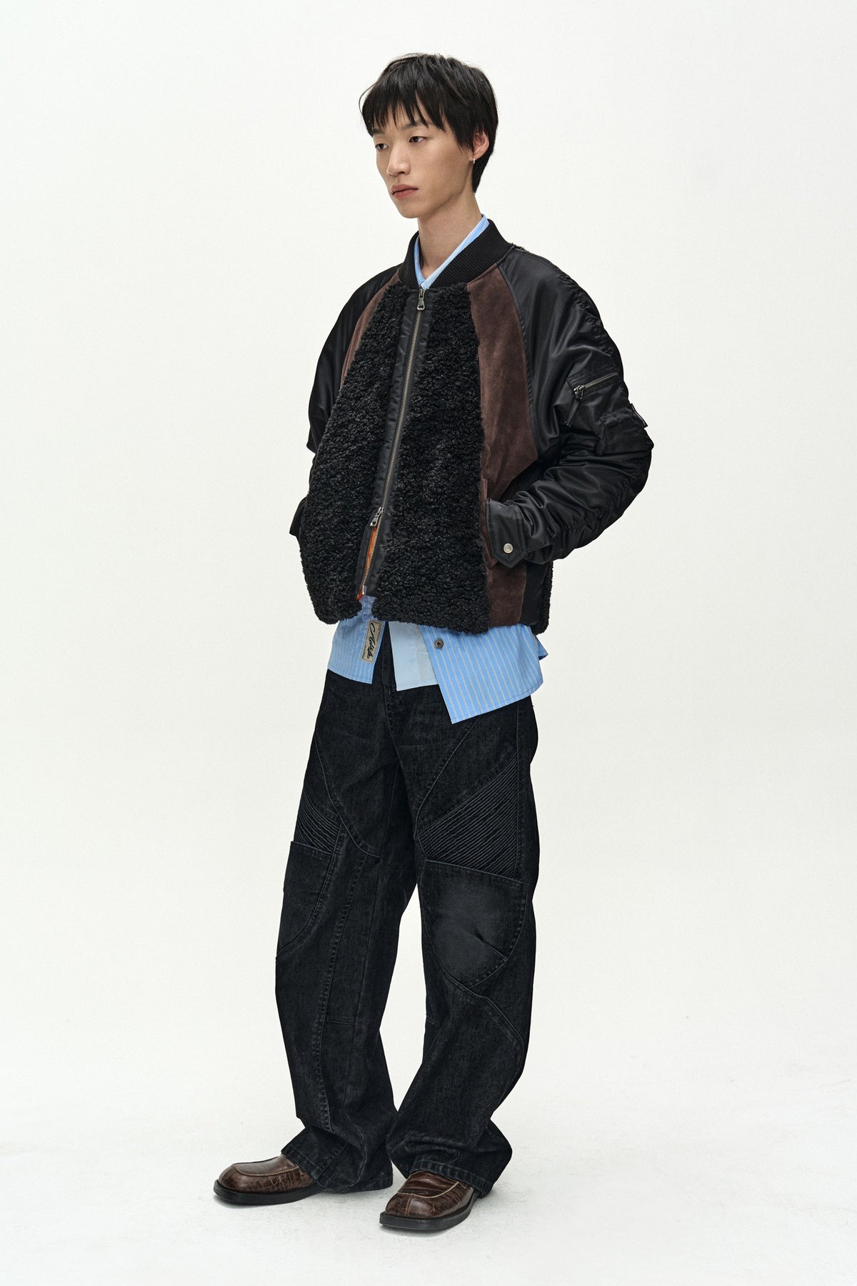 Andersson Bell Fur Nylon Raglan Bomber Jacket