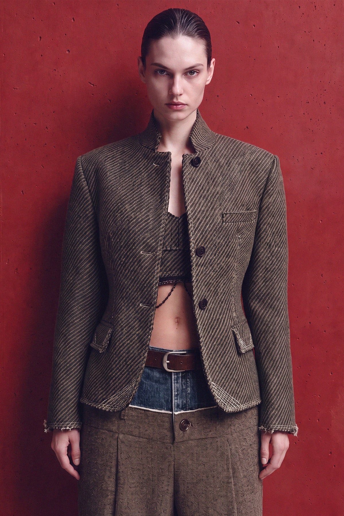 Andersson Bell Wool Twill Cropped Tailored Jacket
