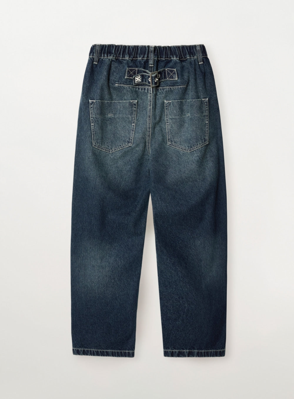 Satur One Tuck Banding Denim Pants - Blue