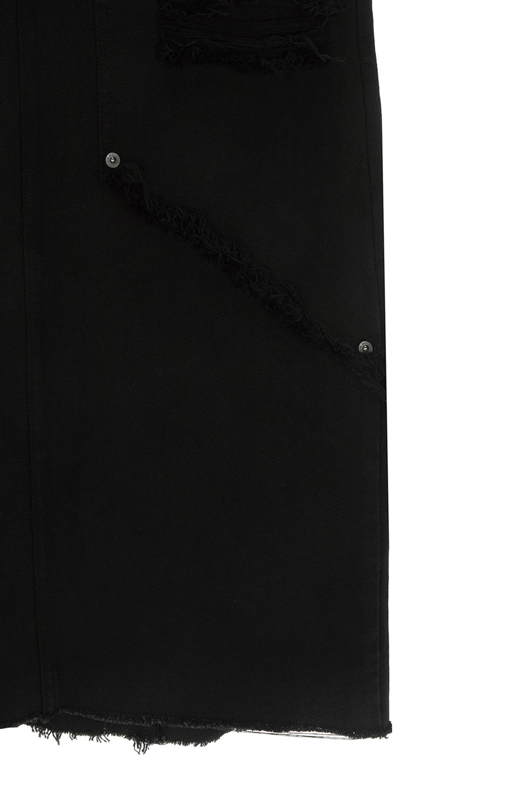 [matinkim] UNBALANCE DAMAGE DENIM SKIRT IN BLACK