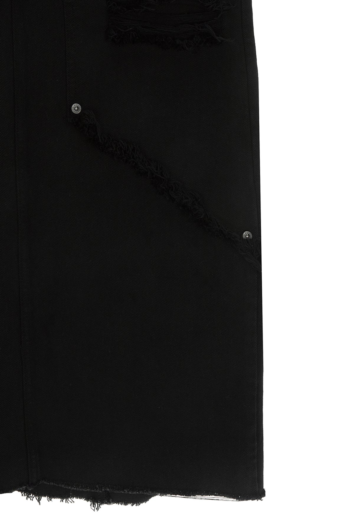 [matinkim] UNBALANCE DAMAGE DENIM SKIRT IN BLACK