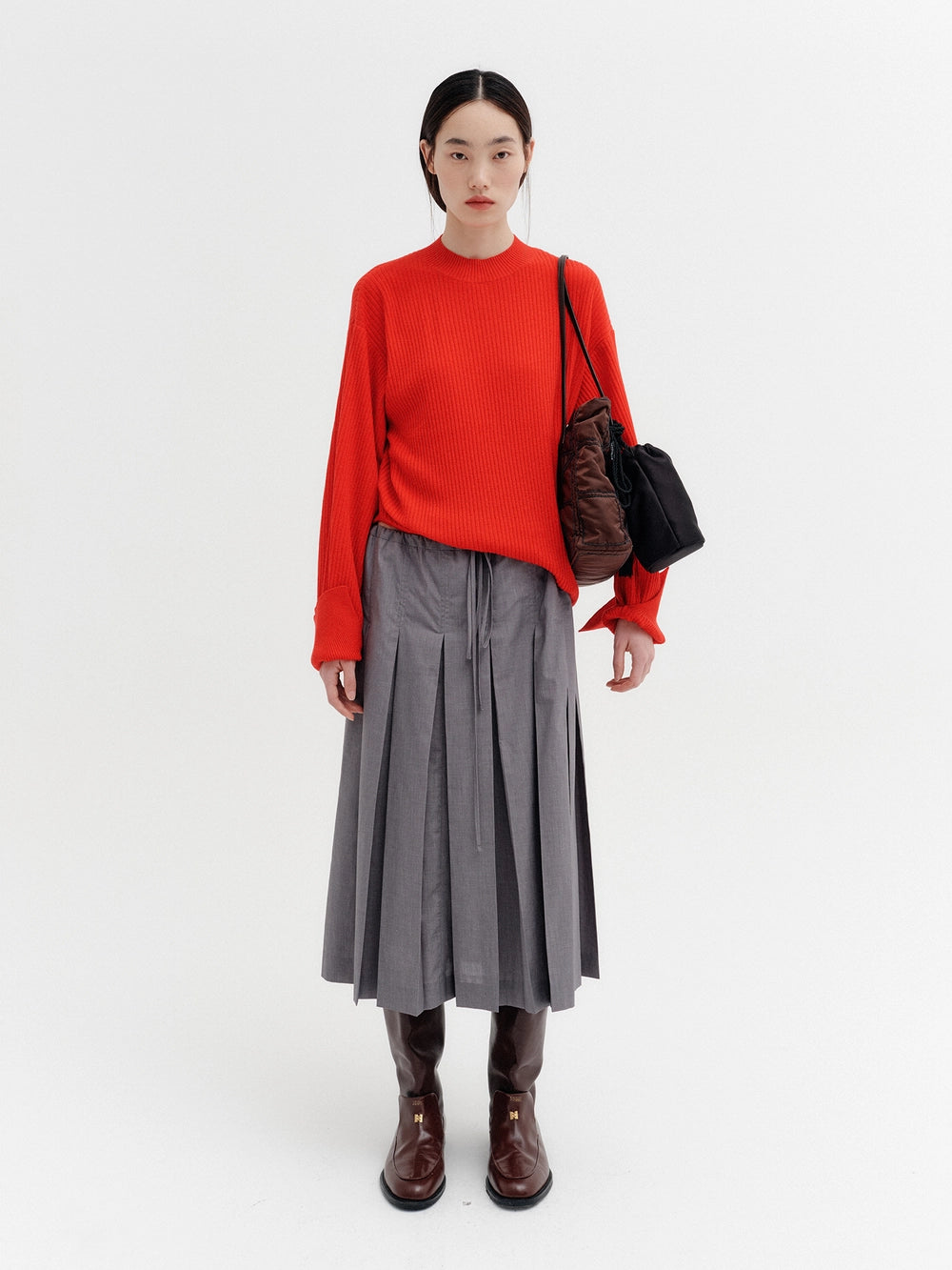 EENK Rib Knit Pullover - Red
