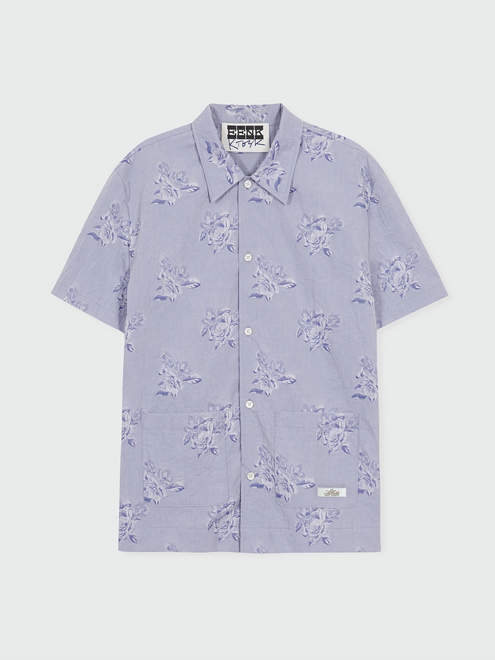 EENK (Unisex) Floral Short Sleeve Shirt - Lavender