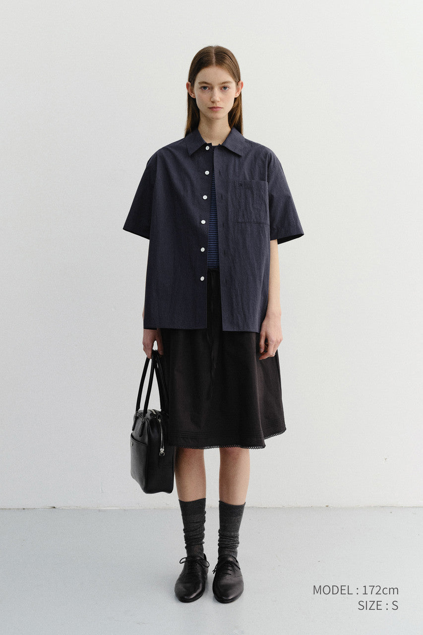 Dunst Unisex Open Collared Shirt Navy