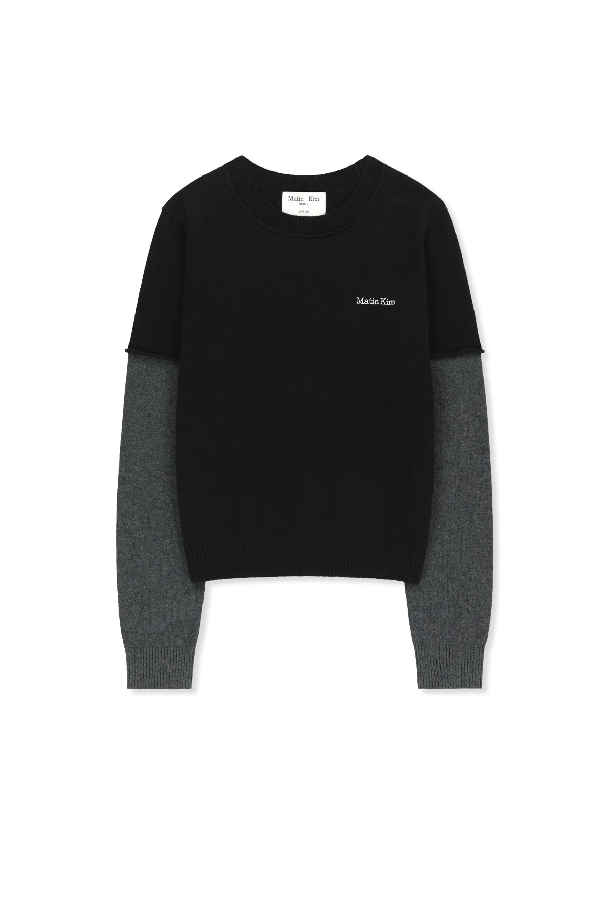 Matinkim Cashmere Blended Two Tone Knit Pullover IN Black