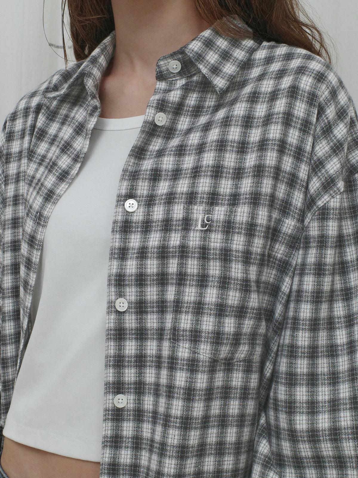 Low Classic Oversized Flannel Shirt Black Check