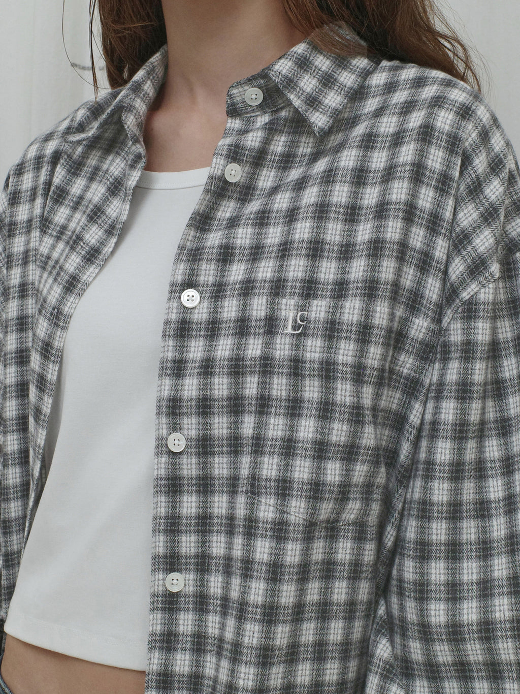 Low Classic Oversized Flannel Shirt Black Check