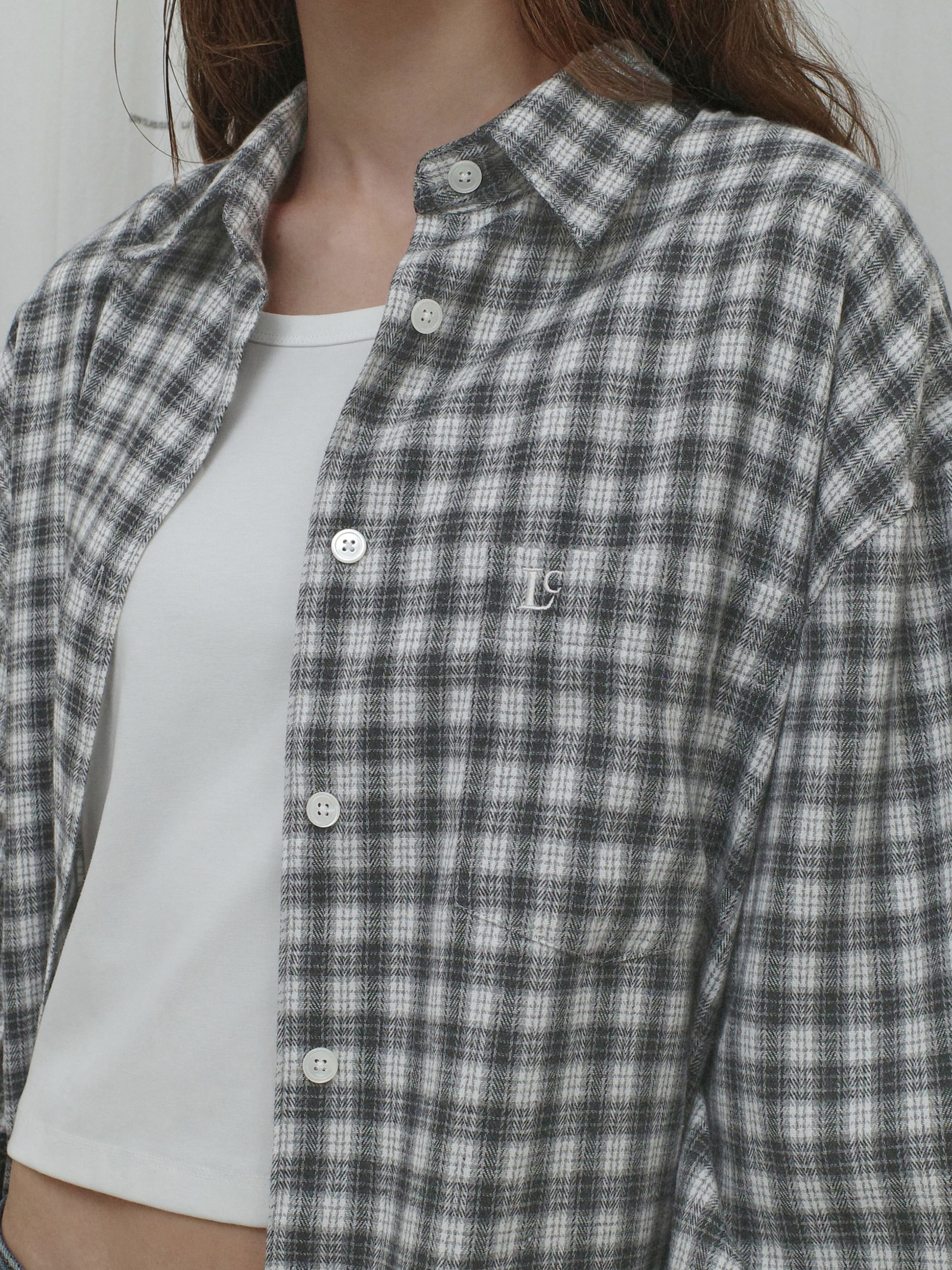 Low Classic Oversized Flannel Shirt Black Check