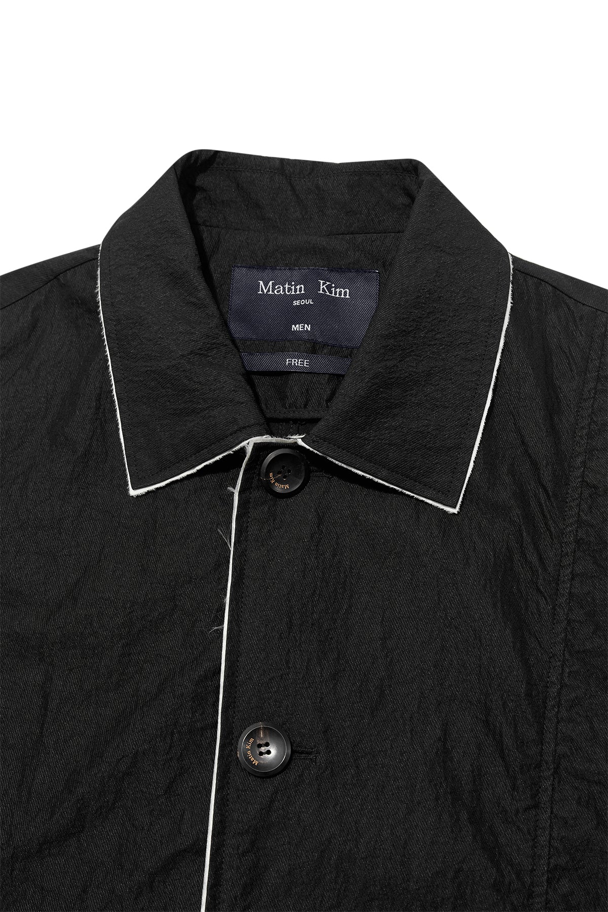 [matinkim] BACK LOGO POINT NYLON LONG COAT FOR MEN IN BLACK