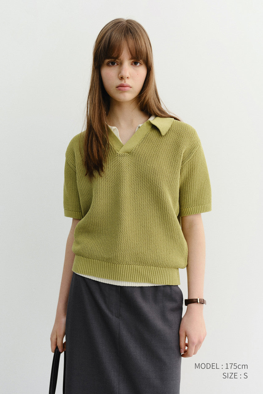 Dunst Unisex Chunky Polo Knit Olive