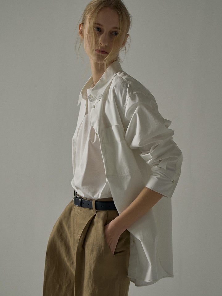 Facade Pattern Oversized Poplin Shirt off white