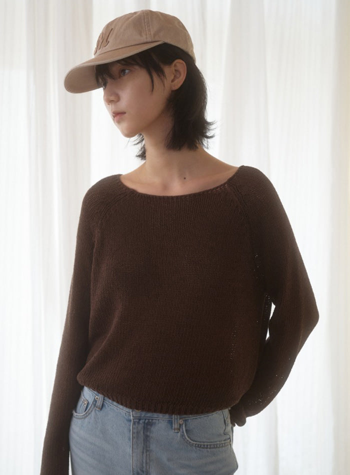 Mango Maniplease Neff Linen Crop Knit Brown