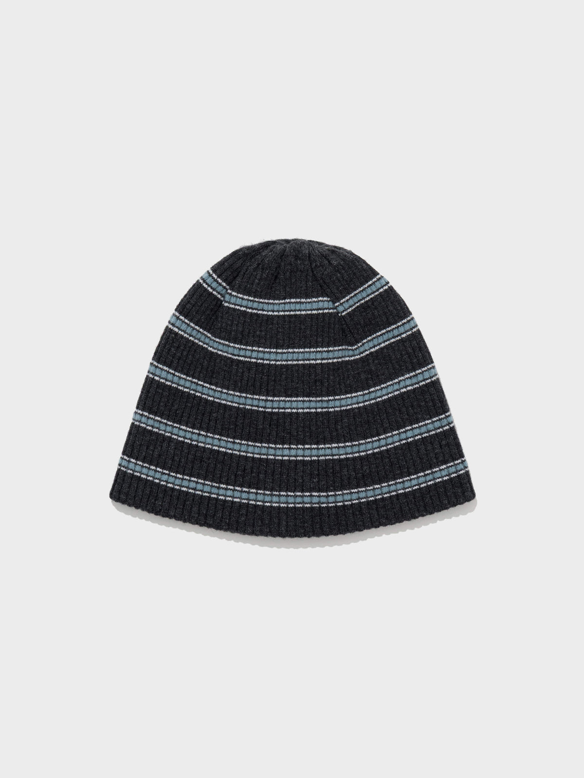 Low Classic Wool Cash Blend Striped Beanie Charcoal Grey