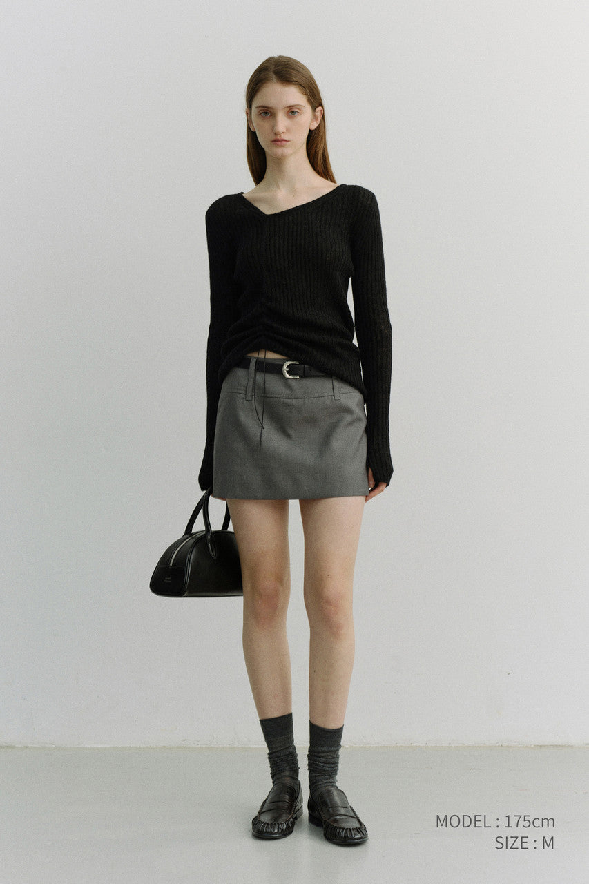 Dunst 2-Way Shirring Knit Top Black