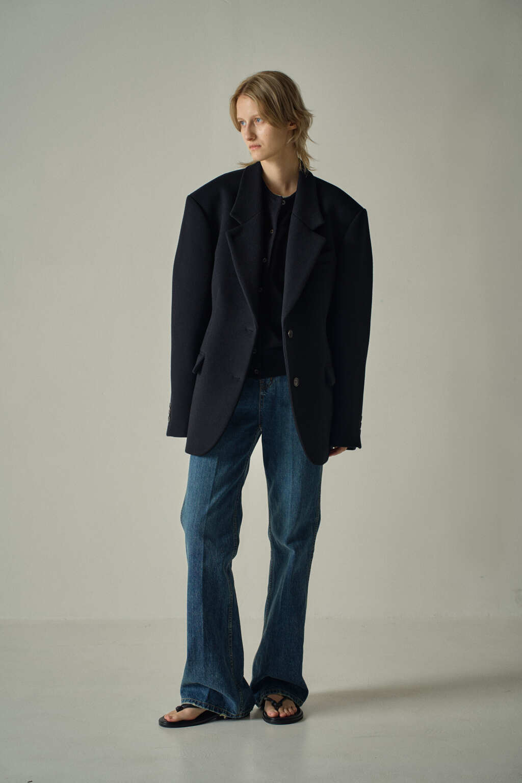 Facade Pattern Cashmere Blazer Coat black