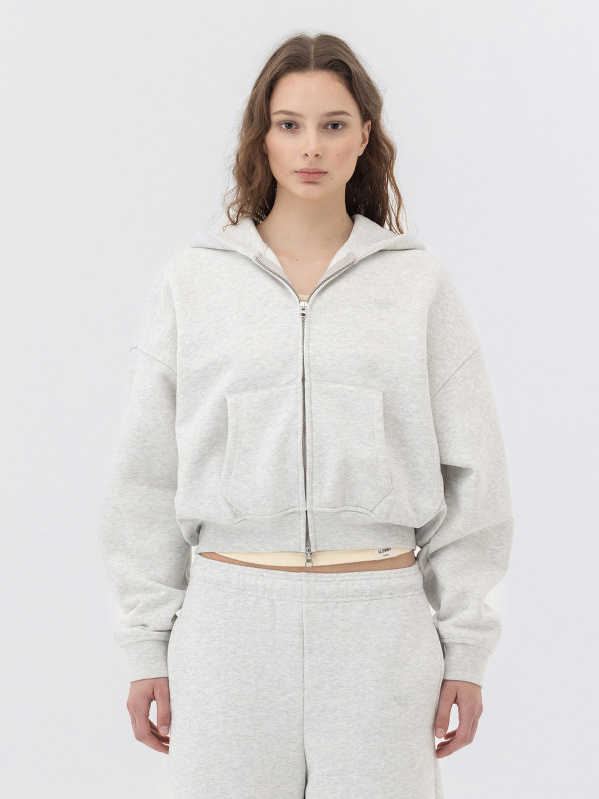 GLOWNY G Warm Core Zip Hoodie (Melange Gray)