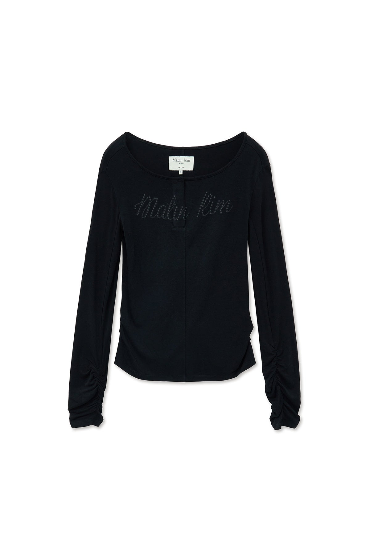 Matinkim Henly Neck Shirring Top IN Black