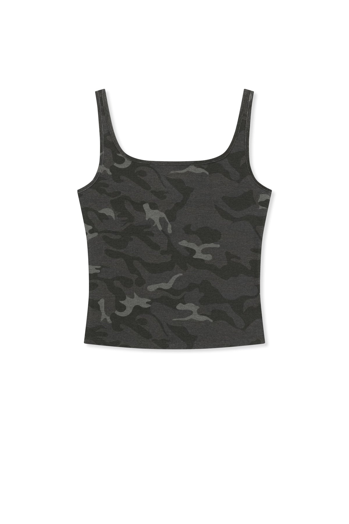 [matinkim] Square Neck Cropped Tank Top IN Charcoal
