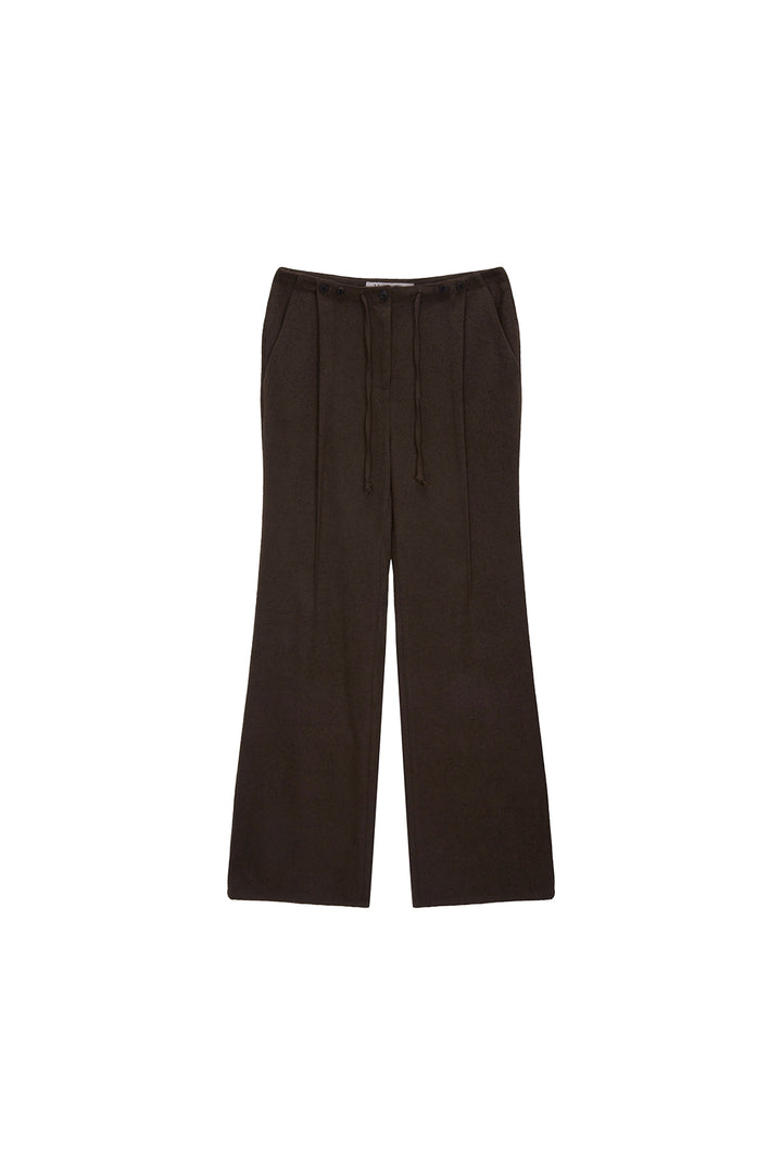 Matinkim Waist Button Point String Slim Pants IN Brown