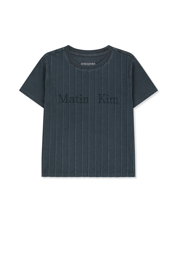 Matinkim Washed Logo Full Pintuck Top IN Smoke Blue
