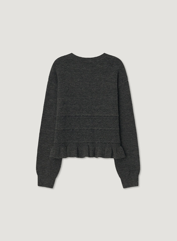 Mango Maniplease Suki Frill Cardigan Charcoal