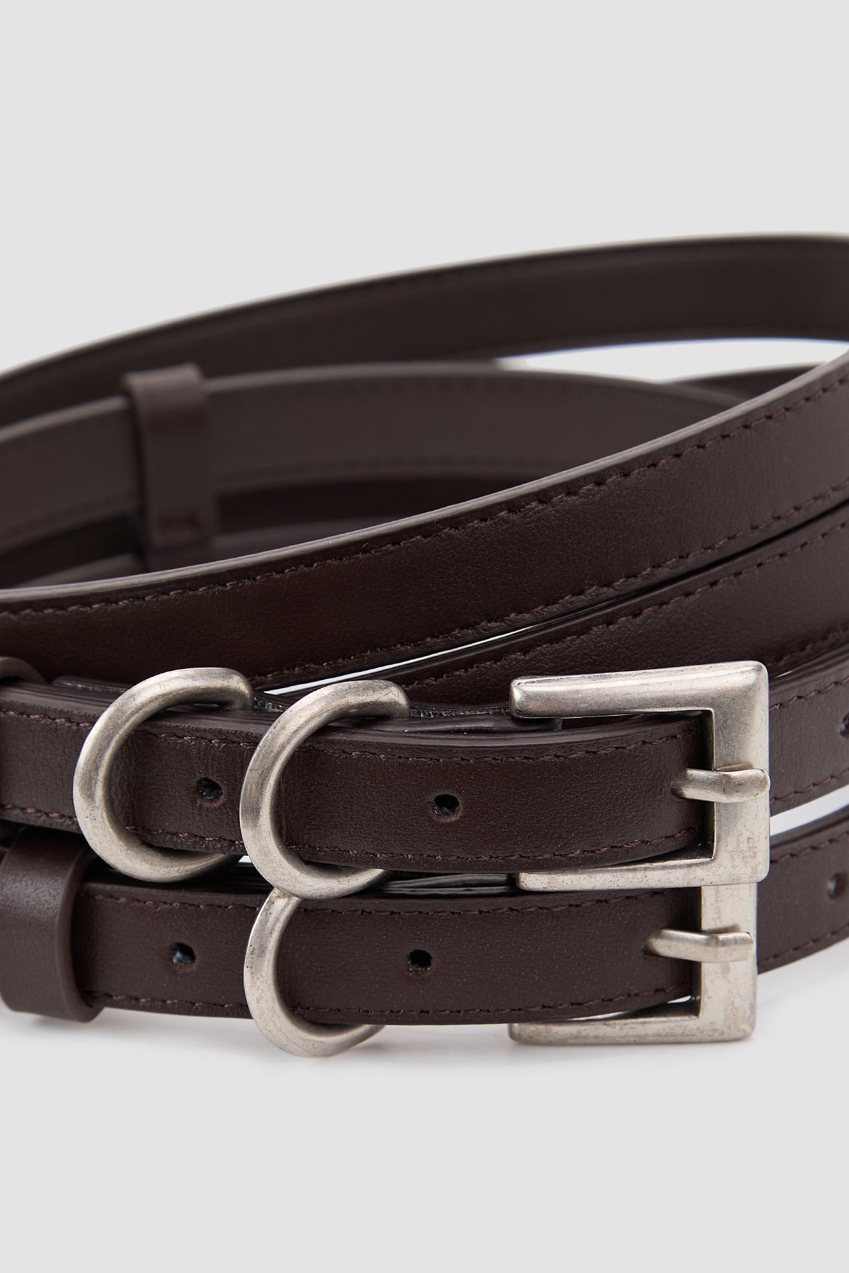 Matinkim Double Strap Leather Belt IN Brown